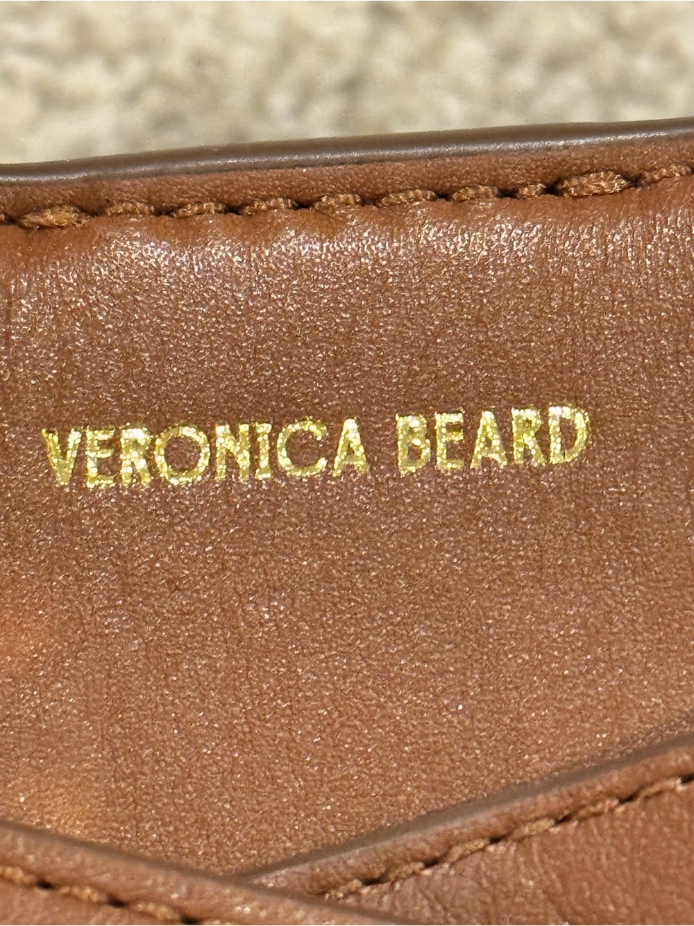 Veronica Beard Tan Leather & Cream Canvas Satchel with Gold Accent - Picture 8 of 10
